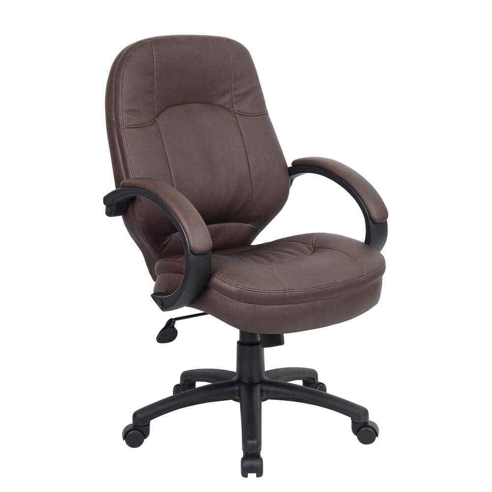 Bomber Brown Leather Desk Chair w/Padded Arm Rests