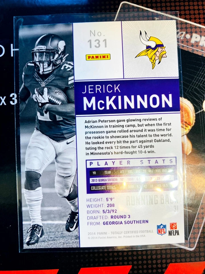 2014 Panini Totally Certified Rookie #131 Jerick McKinnon RC Vikings Chiefs V802 - Image 2 of 2