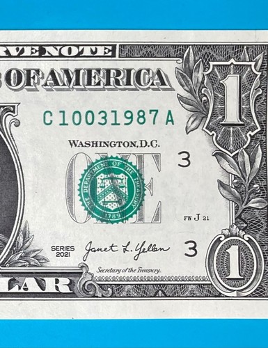 October 3, 1987 / 10 March 1987 : C 10031987 A BIRTHDAY Note $1 One Dollar Bill
