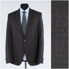 Mens Brown Sport Coat 40R US Size JAKES Dark Wool Blend Blazer Plaid Jacket