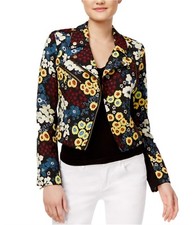 Rachel Rachel Roy Textured Motorcycle Jacket In Black Floral Print Size Xs