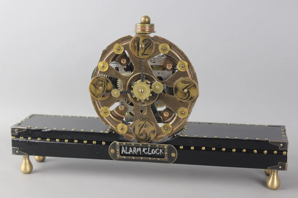 Steampunk Watch USSR Desk Clock Mechanical Skeleton Alarm Handmade Cyberpunk - Image 4 of 4