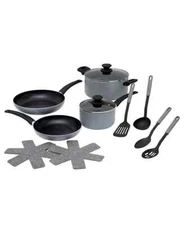 Sedona 12-Pc. Aluminum Cookware Set, Nonstick Coating - Gray