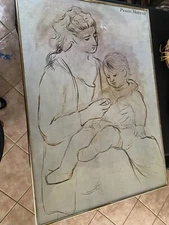 Maternite [Sketch] by Pablo Picasso Framed Under Glass - Mothers Day