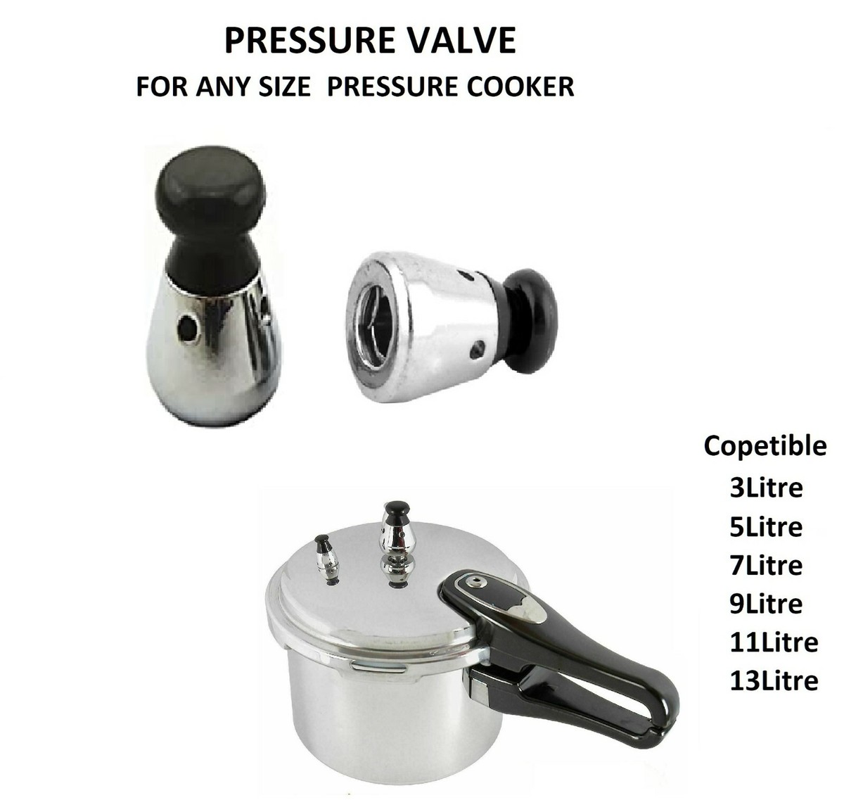 Valve for Pressure Cooker Metal Plastic Replacement Hole xe