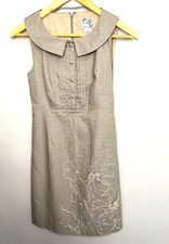 Tabitha for Anthropologie Sleeveless Cotton Dress, Size 2, collar and embroidery