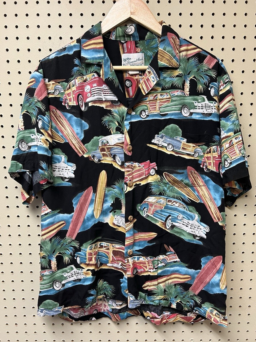 Vintage Diamond Head Sportswear Hawaiian Shirt Woodie Surf Wagons