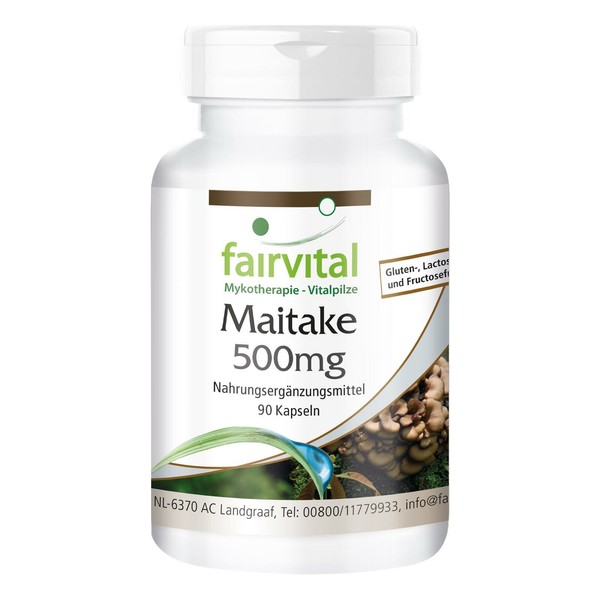 Maitake 500 Mg - 90 Kapseln Pilzpulver, Vitalpilz, Adaptogen - Vegan | Fairvital-image