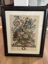 Framed Rob Furber "JUNE" Gardiner at Kensington 1730 Engraving by H. Fletcher 