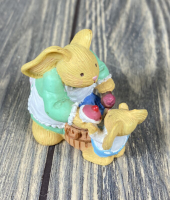 Vintage 1993 H.D. by D.C.I. Bunny with Baby Bunny Cupcake Figurine Easter