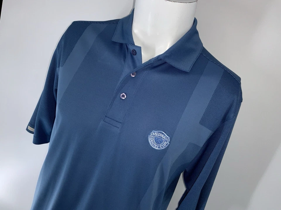 Tehama 高尔夫 Polo 衫男式 S 蓝色涤纶麦地那乡村俱乐部 YGI N5-115 — 第 3/4 张图片