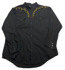 Vintage Ely Diamond Pearl Snap Rockabilly Western Shirt Sz XL Embroidered C6