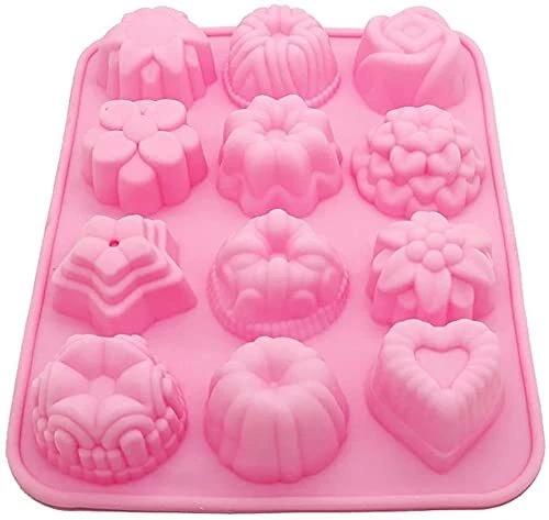 Silikonform mit 12 Mulden 3D-Blume Herz Obst Sternform Backform Kuchen-Backfo... - Bild 2 von 4