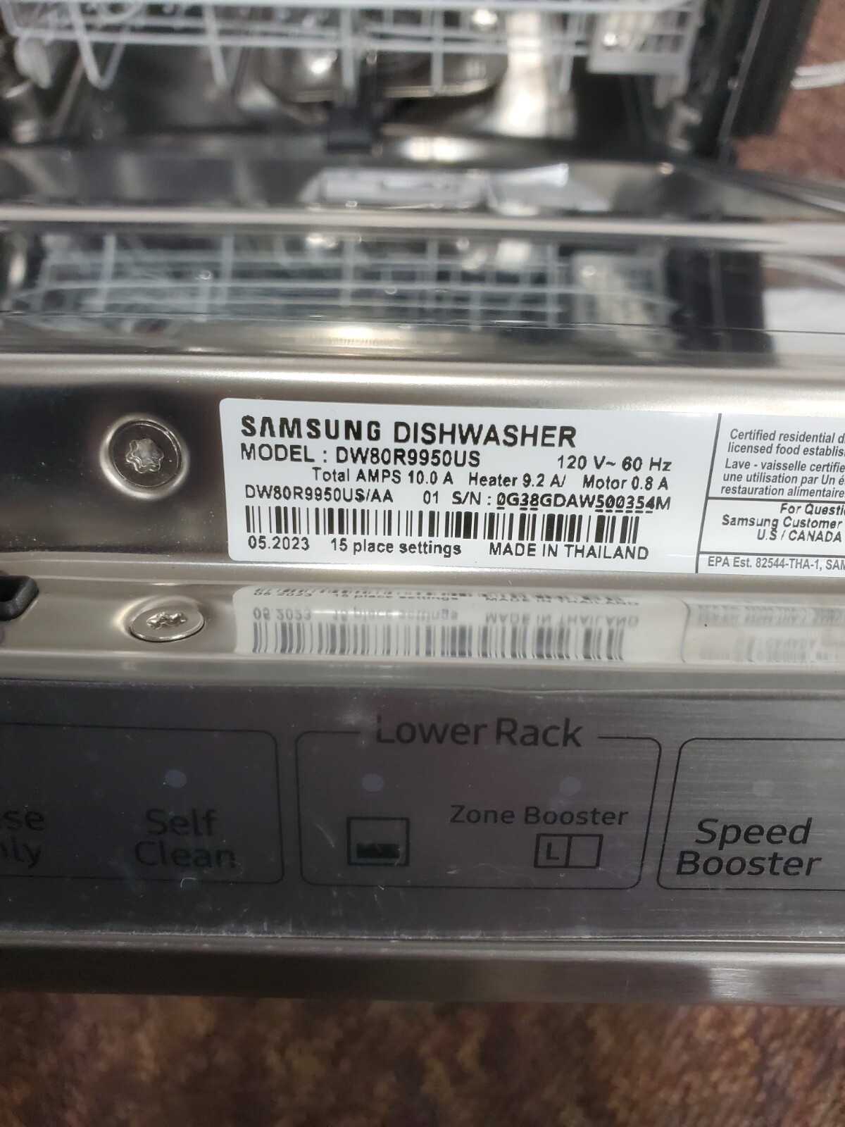 Samsung DW80R9950US Smart Linear Wash 39dBA 24" Top Control BuiltIn