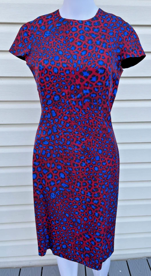 Paul Smith Going Out Burgundy Blue Leopard Dress Size 40