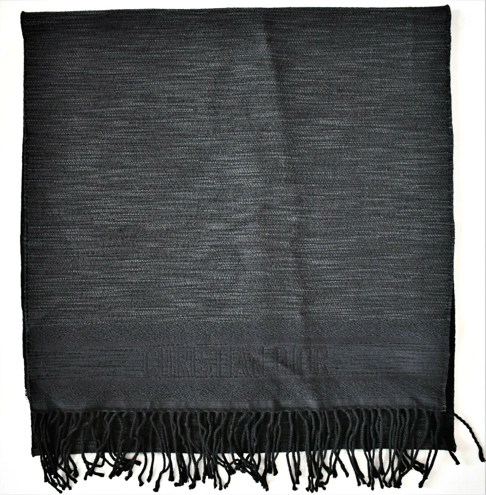 ÉCHARPE GÉANTE DIOR noire 100 % coton tissé lourd enveloppe poncho couverture jetée