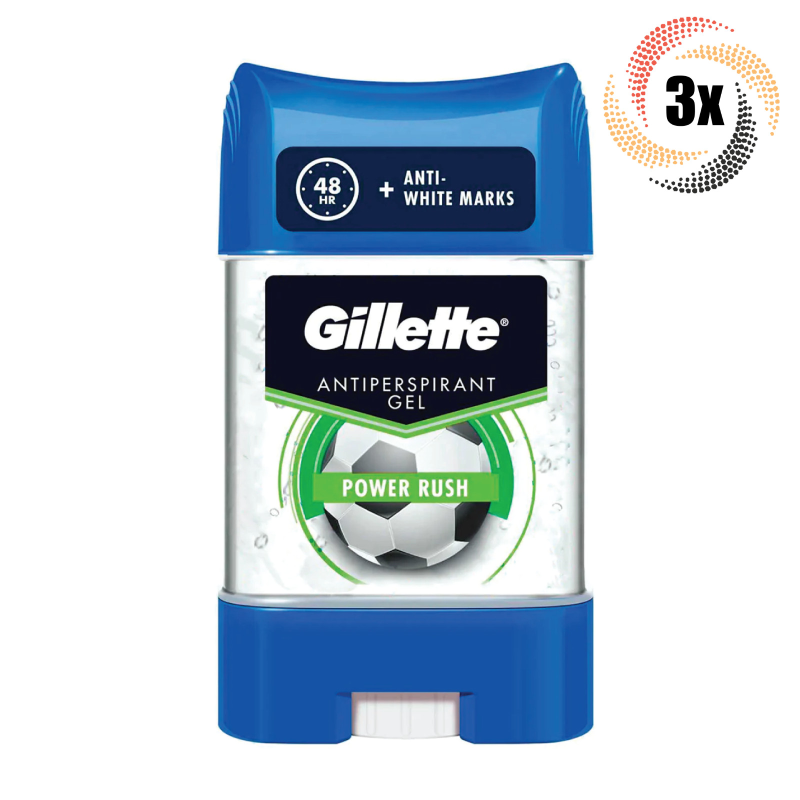 гелевый дезодорант-антиперспирант Gillette Power Rush в 3-х стиках 70 мл защита на 48 часов 6290₽