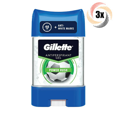 3x Sticks Gillette Power Rush Antiperspirant Gel Deodorant | 70ml 48H Protection