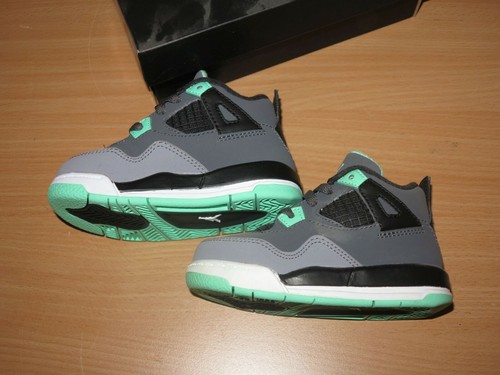 Nike Air Jordan 4 IV Gris Foncé/Vert Brillant 2013 / Eu 22/6C Bébé Neuf - Photo 1/6