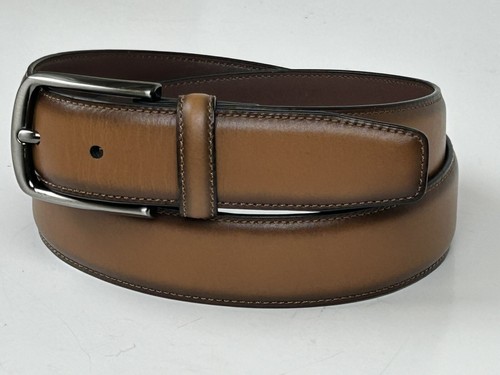 ROUNDTREE & YORKE Brown Amigo Nappa Full Grain Leather Dress Belt Waist Size 32 - Picture 2 of 11