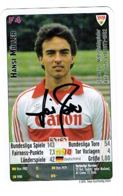 Hansi Müller quartet card 2010 VfB Stuttgart with original signature!
