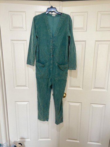 Aquarius Cocktail corduroy Distressed Green vintage Vibe Jumpsuit Romper medium