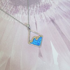 Solid 925 Sterlingsilber Ozean Wellen Anhänger Halskette Muttertag Geschenk