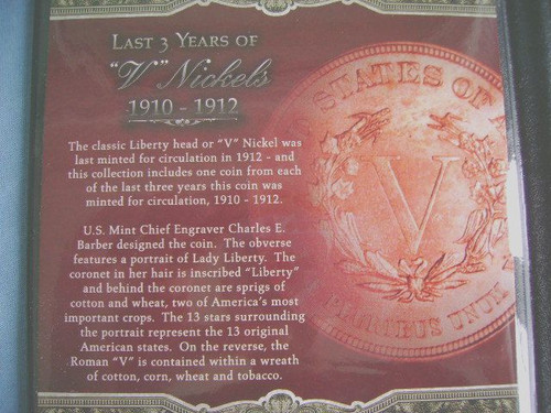 Last 3 Years of Liberty Head "V" Nickels 1910 - 1912 Commemorative Collection - Picture 7 of 12