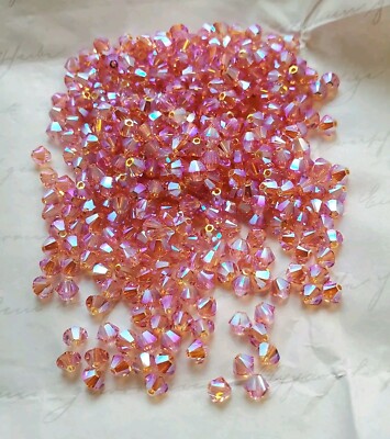 Sora8点 Swarovski 5328 4mm bicone beads, Rose Peach AB2X (24pcs) | eBay