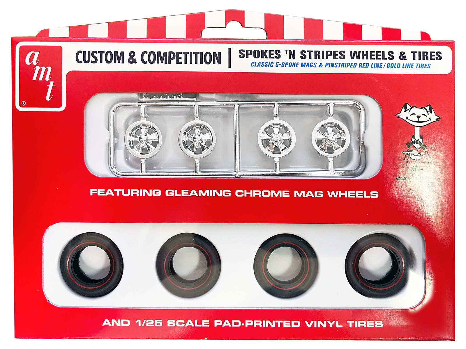 Skill 2 Model Kit "Spokes 'N Stripes" Wheels and Tires Set of 4 pc 1/25
