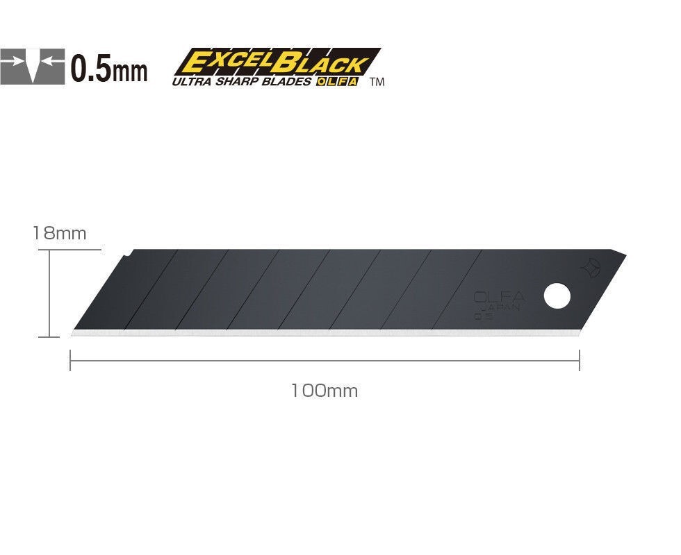 OLFA LBB50K Utility Knife 18mm Large Spare Blade 1 x Pack of 50 Blades