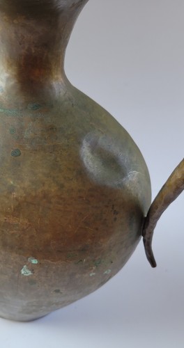 Vintage Marked Italian Handmade Hammered Metal Large Handled Water Pitcher Vase - Picture 11 of 21