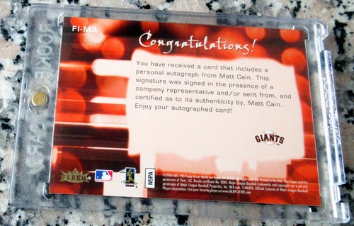 MATT CAIN 2006 Flair Showcase Fresh Ink Auto Rookie Card RC Perfect Game RARE🔥$ - Picture 2 of 2