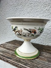 Hübsche kleine Porzellanschale mit Fuß u. Vogelmotiven Fiorentine Handmade Italy