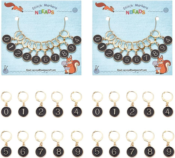 20 StüCk Nummer 0~9 Maschenmarkierer, Legierungs Emaille Zahlen Stichmarkierer C-image