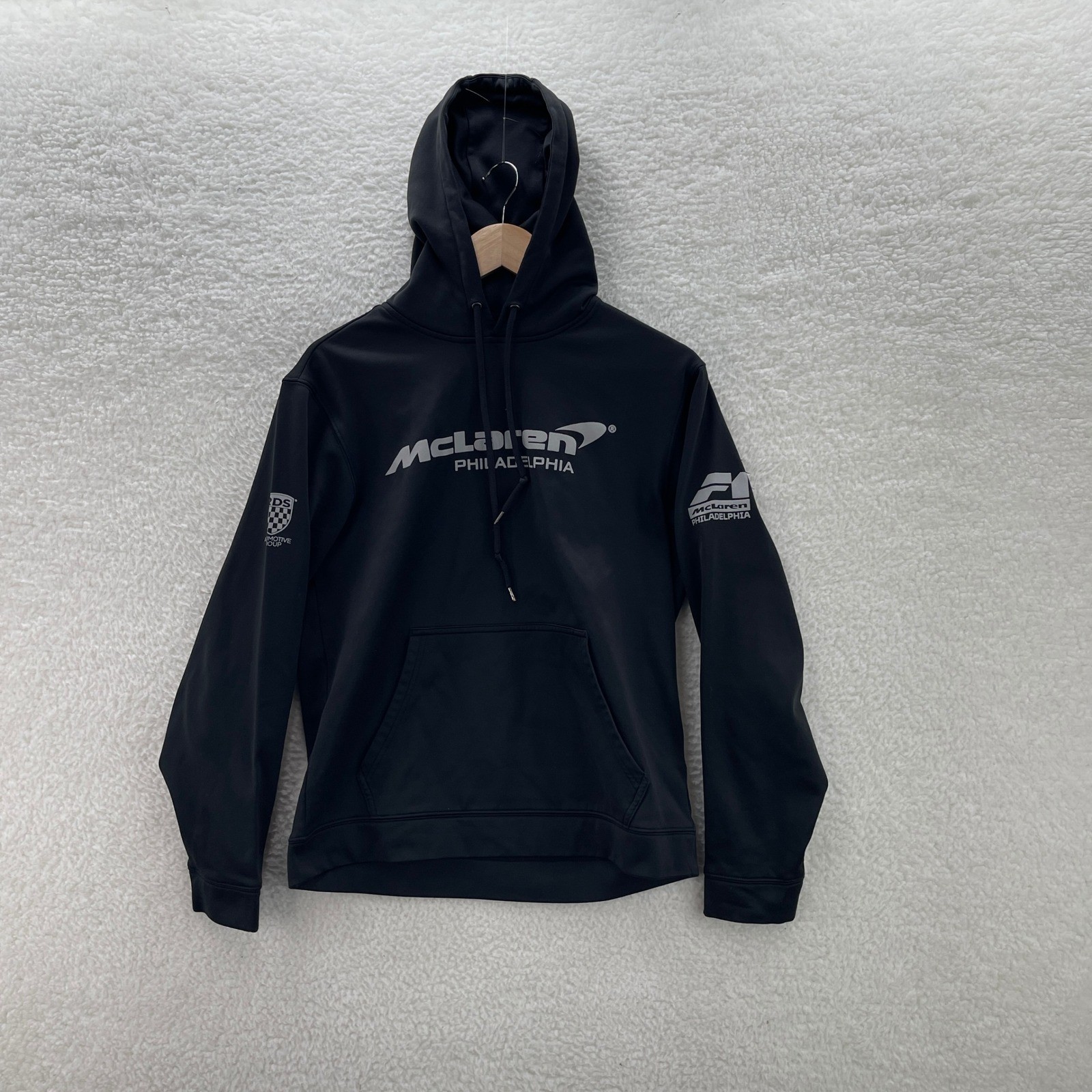 McLaren Hoodie Mens S Black Philadelphia F1 Racing Pullover Sweater Super Car