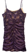 Emerald Sundae  XXL Purple Ruched Lace Mini Dress With Spaghetti Straps