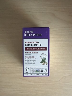 New Chapter Fermented Iron Complex 90 Tablets. SEALED Exp: 06/27 +