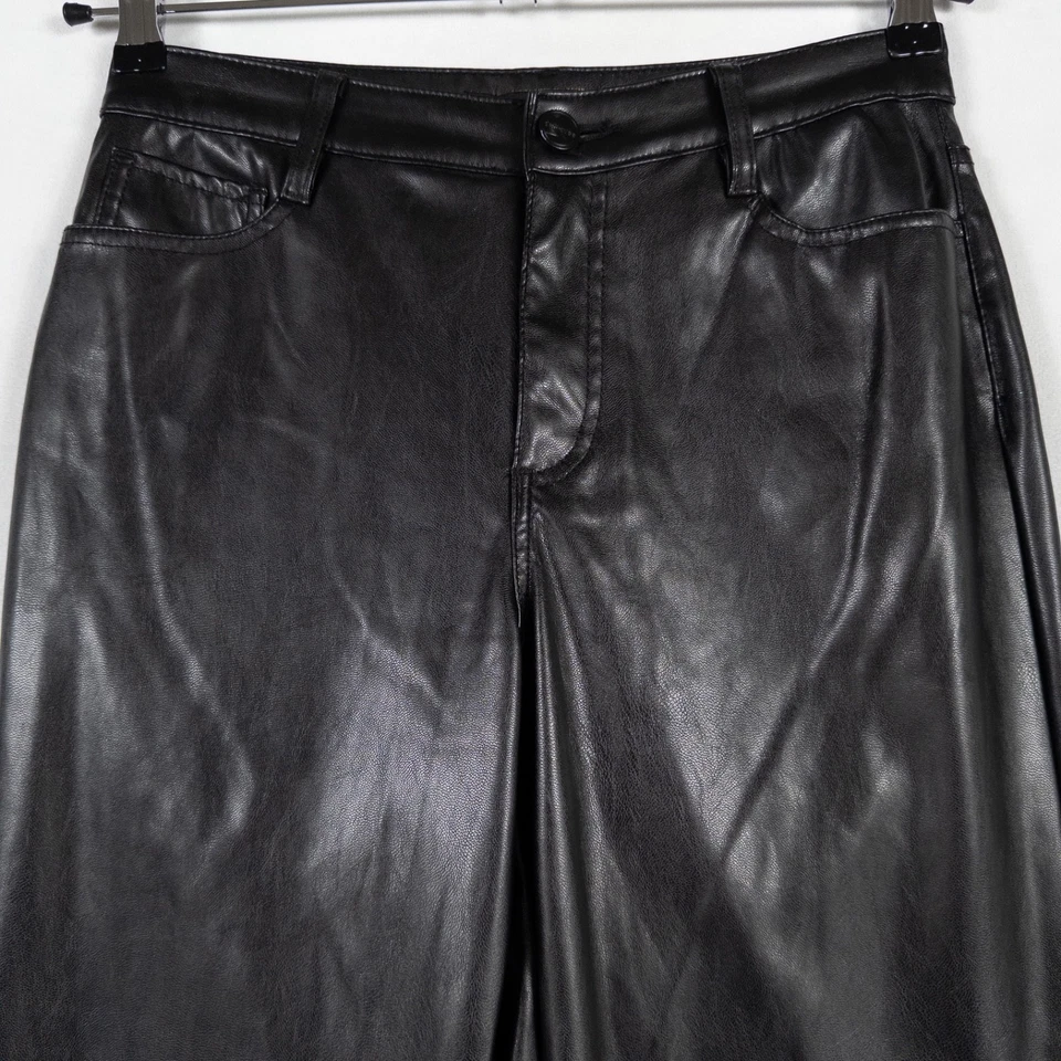 娃娃屋裤子5/6黑色人造皮革直筒Y2K垃圾街头服饰俱乐部 — 第 2/4 张图片
