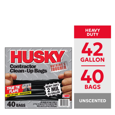 #ad Husky 42 Gallon Heavy Duty 2 Mil Contractor Bags 40 Bags $20.95