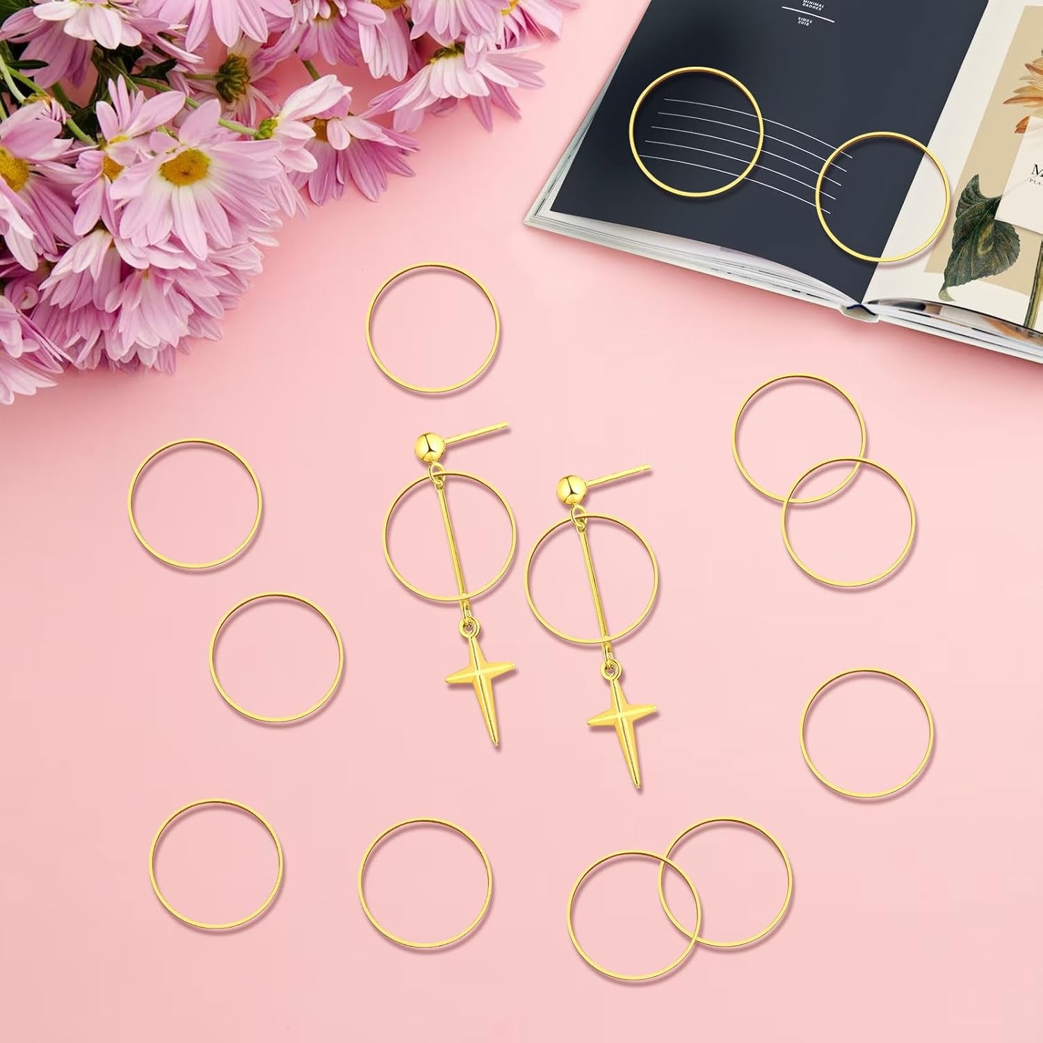 440pcs 60mm Earrings Beading Hoop for Jewelry Making,Beading Gold 