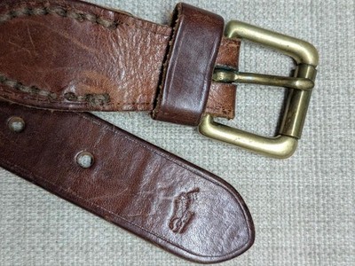 小物 old POLO RALPH LAURE leather belt brown vintage POLO by RALPH LAUREN leather belt 36 broke-in PATINA