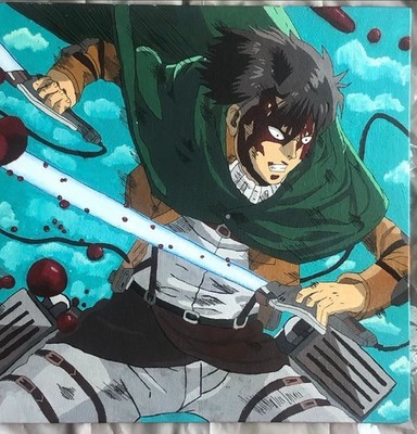 Levi Ackerman Attack On Titan Acrylic Painting on 12x12'' Canvas Panel.