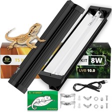 T5 UVB Reptile Light Fixture Combo Kit 8W: 10.0 HO UVB Light for Reptiles