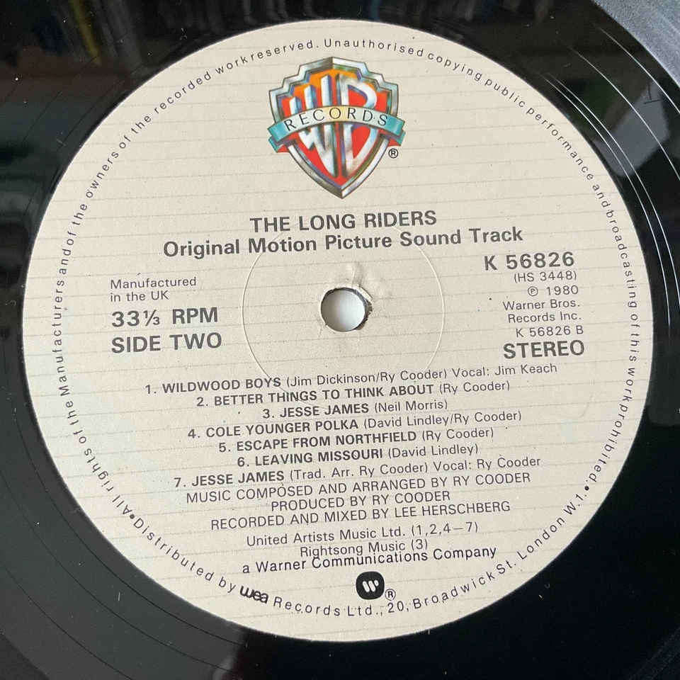 Ry Cooder/The Long Riders (Original Sound Track) K56826 UK 1980 VERY GOOD+ LP - Image 4 of 4