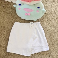 NWT Abercrombie  Fitch The A F Scarlett Linen-Blend Wrap Mini Skort White Small