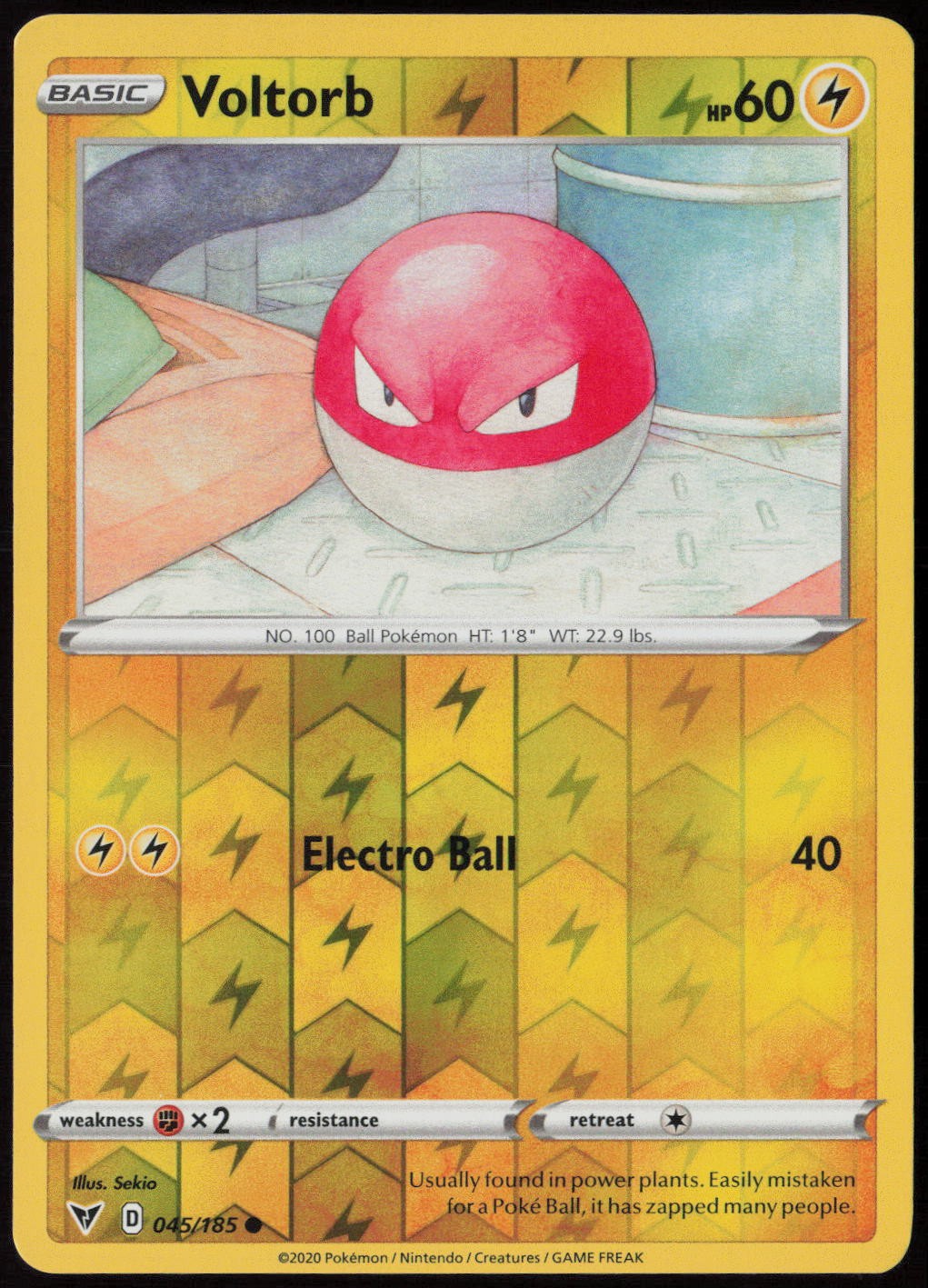 Voltorb #45/185 (Reverse Holo) (LP) SWSH04: Vivid Voltage SWSH04 Pokemon
