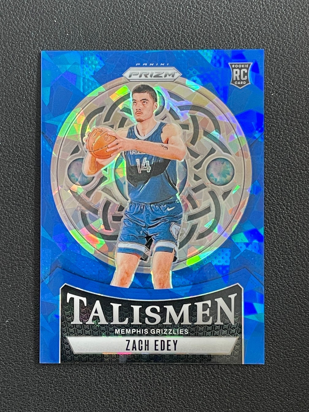 Zach Edey 2024-25 Panini Prizm Talismen Blue Cracked Ice Prizm /125 RC #21