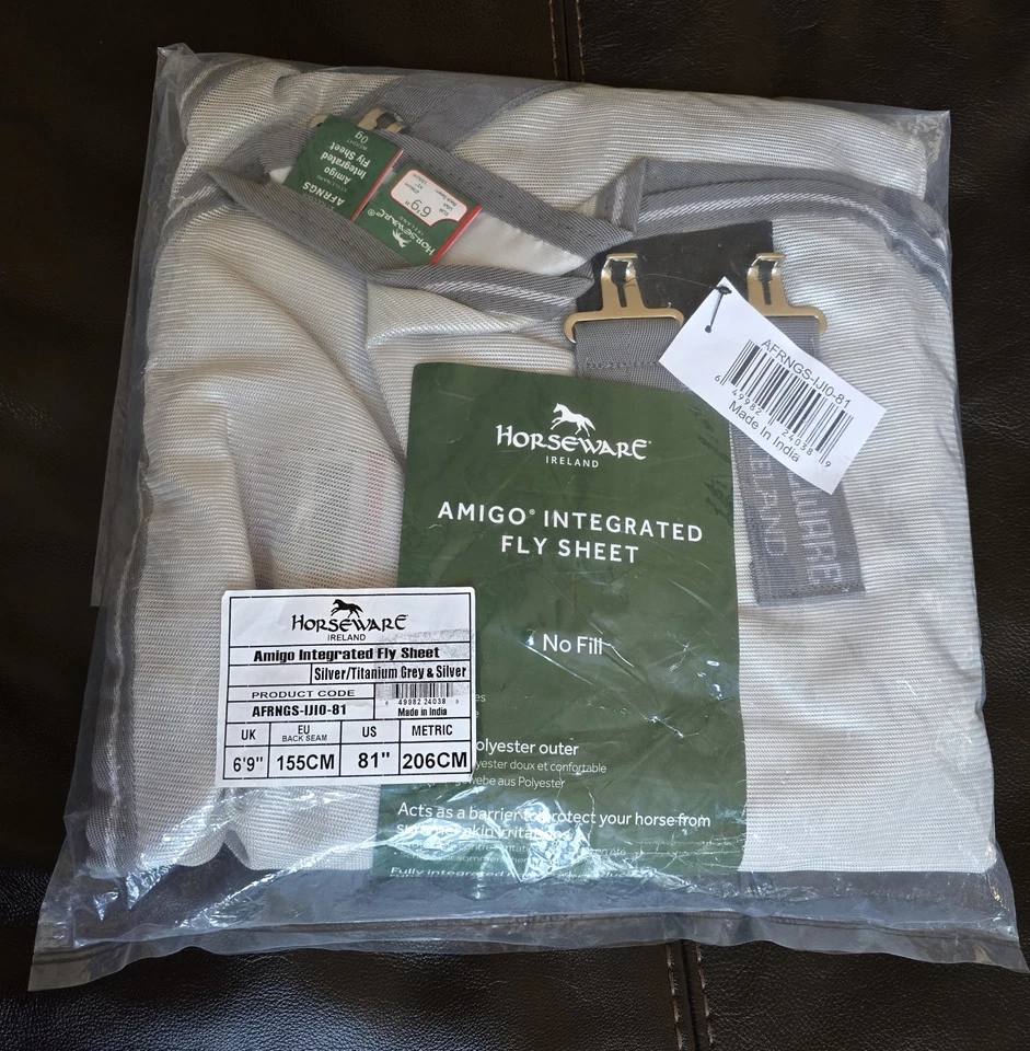 Horseware Amigo Integrated Fly Sheet 6'9" AFRNG-IJ10-81 Silver/Titanium Grey - Image 2 of 4