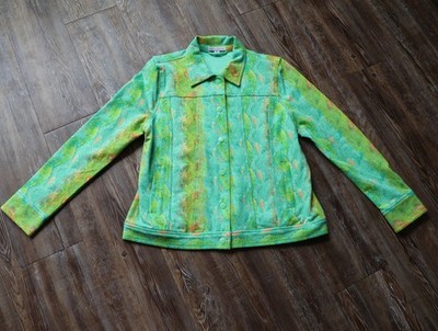 Isaac Mizrahi Vibrant Green Wearable Art Snake Print Jacket High Energy Womens M